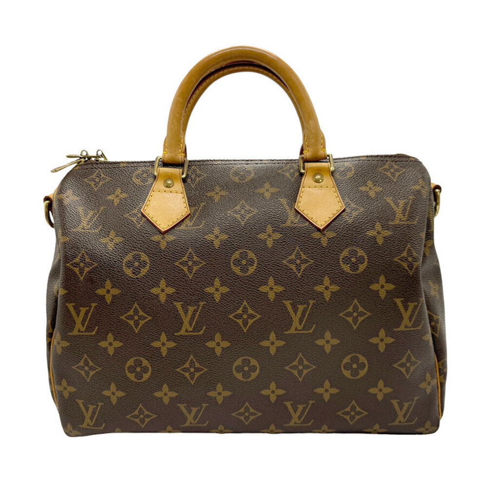 Louis Vuitton Monogram Speedy Bandouliere Canvas 2Way Shoulder Bag Gold Brown